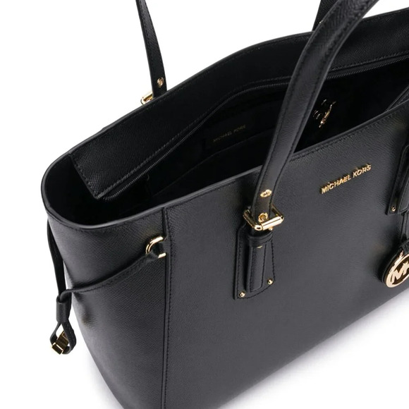 Black Voyager Medium Crossgrain Leather Tote Bag, Michael Kors, One Size - Picture 4 of 8